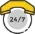 Yellow phone icon with 24/7 text inside